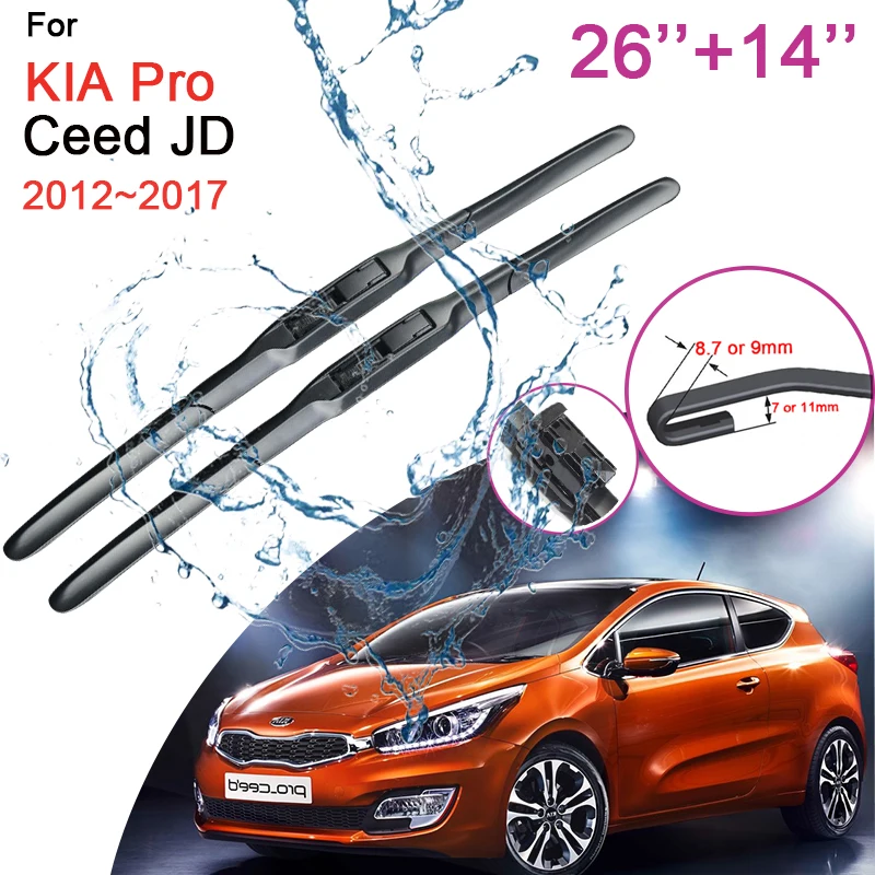 

Car Front Windshield Wiper Blades for KIA Pro Ceed JD 2012 2013 2014 ~2017 Two Rubber Snow Scraping Silent Accessories Stickers