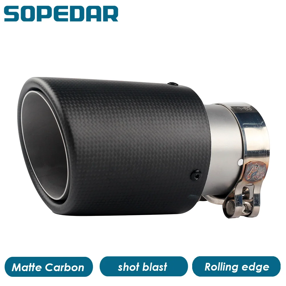 Матовый 3k углеродный автомобильный глушитель SOPEDAR задний выхлопной наконечник