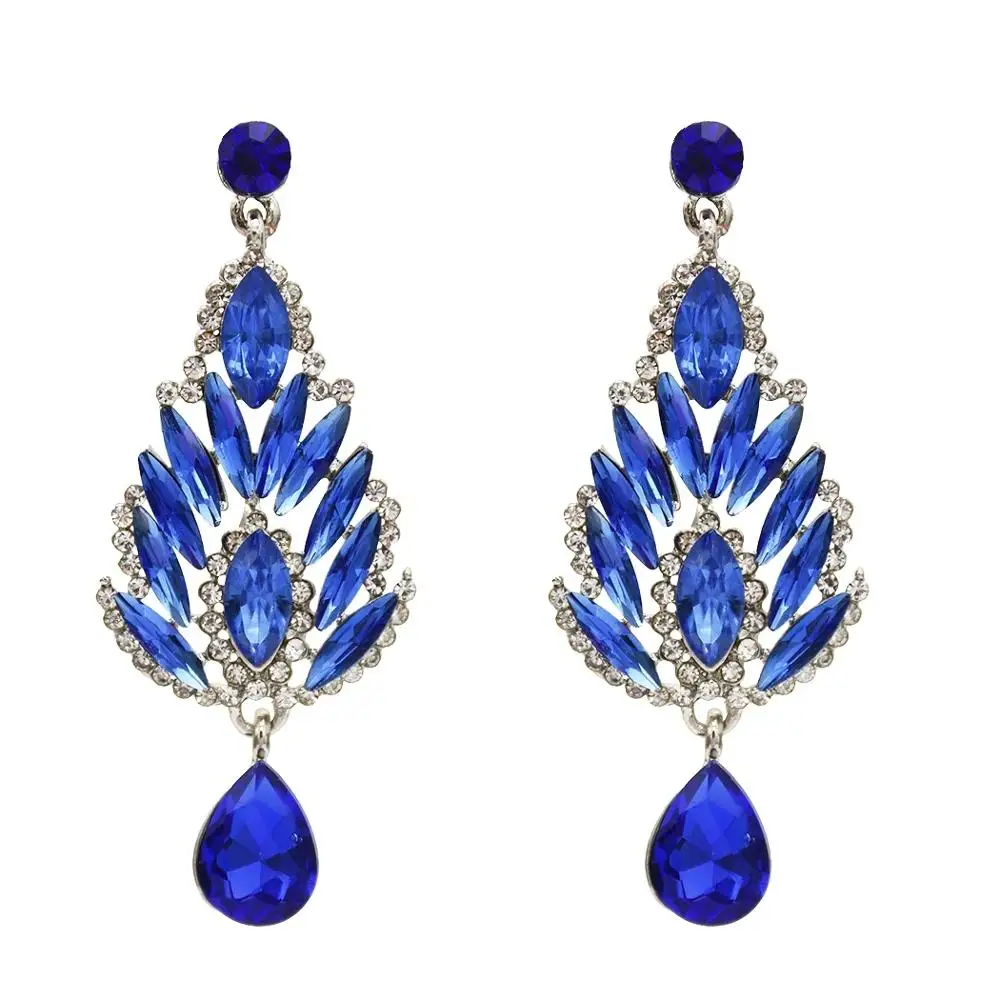 Черные хрустальные серьги Стразы золотого цвета для девушек свадьбы невесты