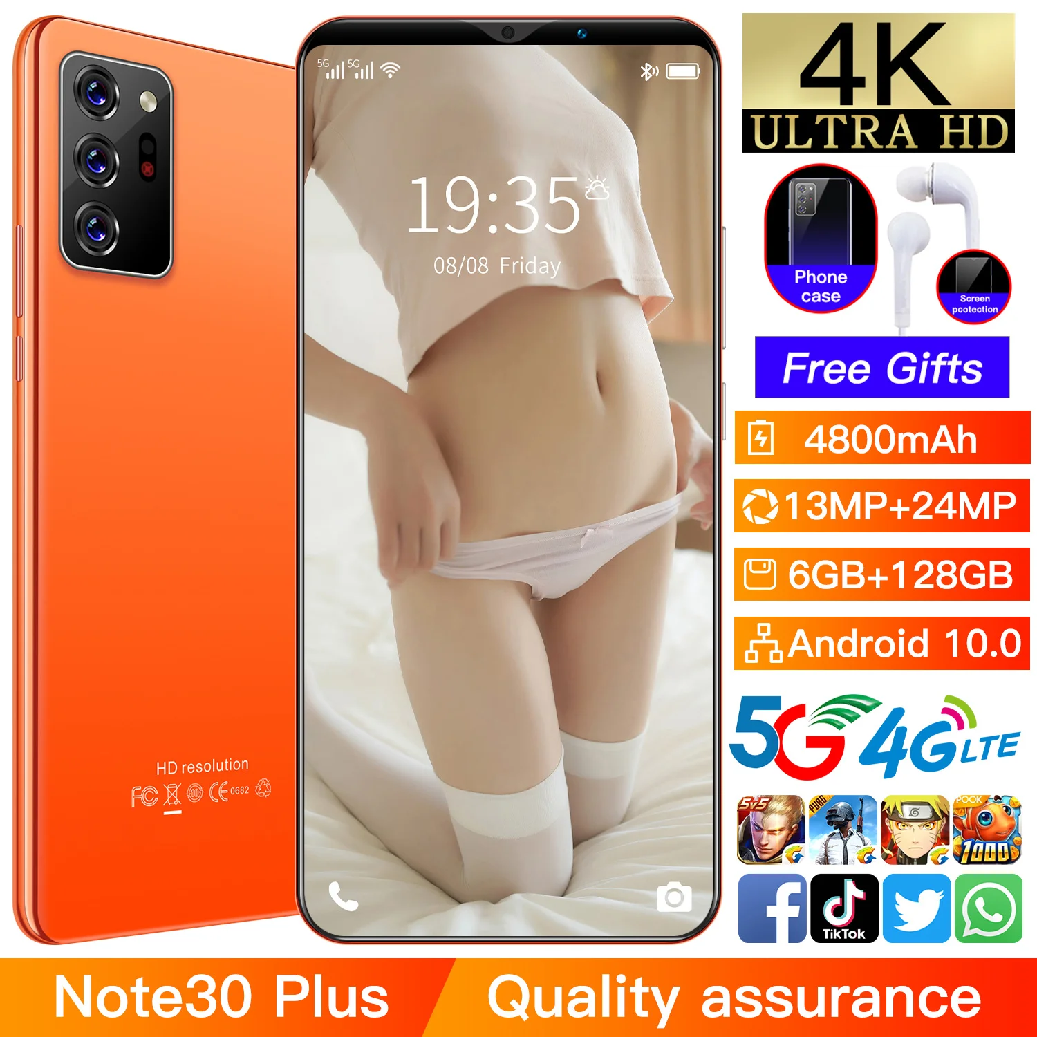 

Global Version Note30 Plus 6.1 CellphoneDual Unlock 13+24MP 4k HD Camera 4800mAh 8G+256GB Flash Memory Android 10.0 Smart Phone