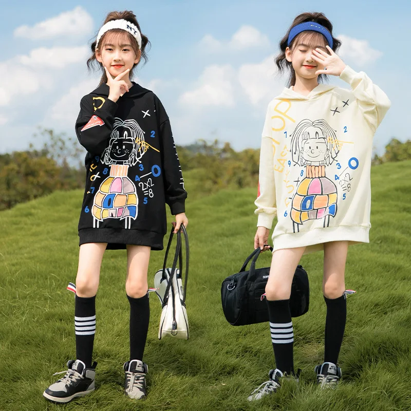 Sudaderas con capucha para ni&ntilde;as de 3 a 14 a&ntilde;os, su&eacute;ter largo con estampado de dibujos animados de princesa, ropa bonita para adolescentes, Oto&ntilde;o, 2022-0