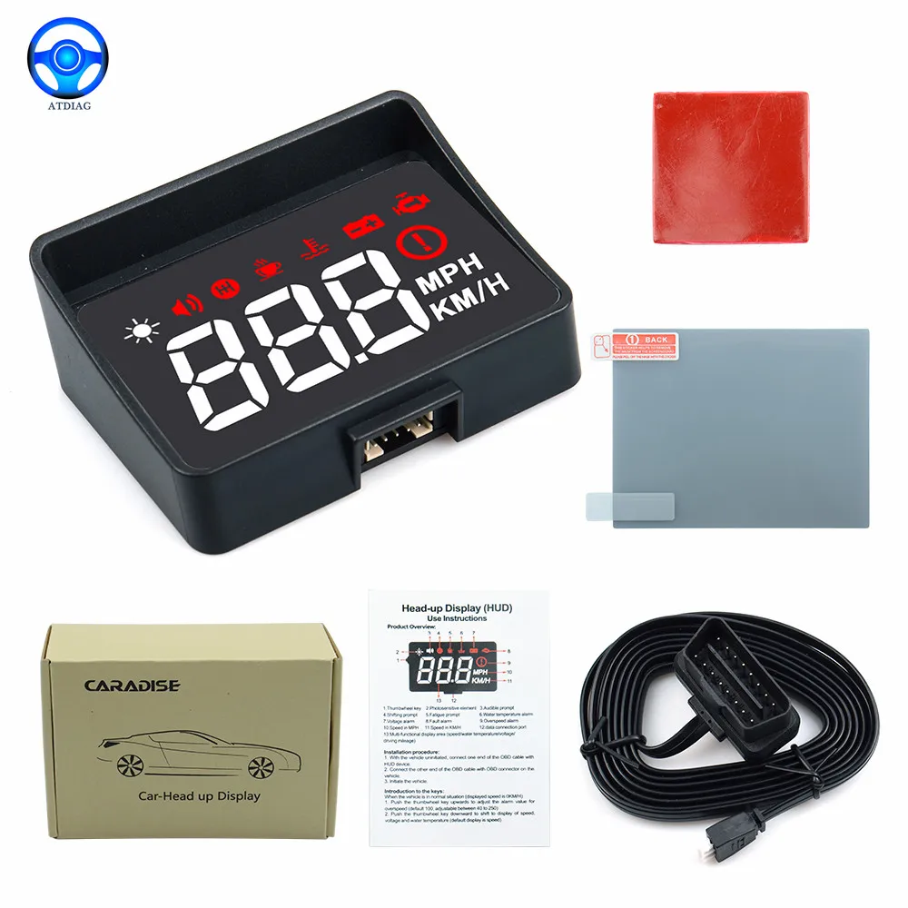 

Новейший автомобильный проекционный дисплей на лобовое стекло A100s OBD2 II EUOBD Предупреждение предупреждения о превышении скорости, проектор н...
