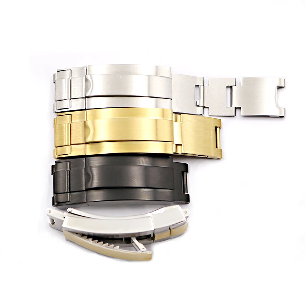 

Rolamy 9 x 9mm Top Quality Gold 316L Solid Metal Stainless Steel Glide Flip Lock Deployment Screw Watch Clasp For Rolex Deepsea
