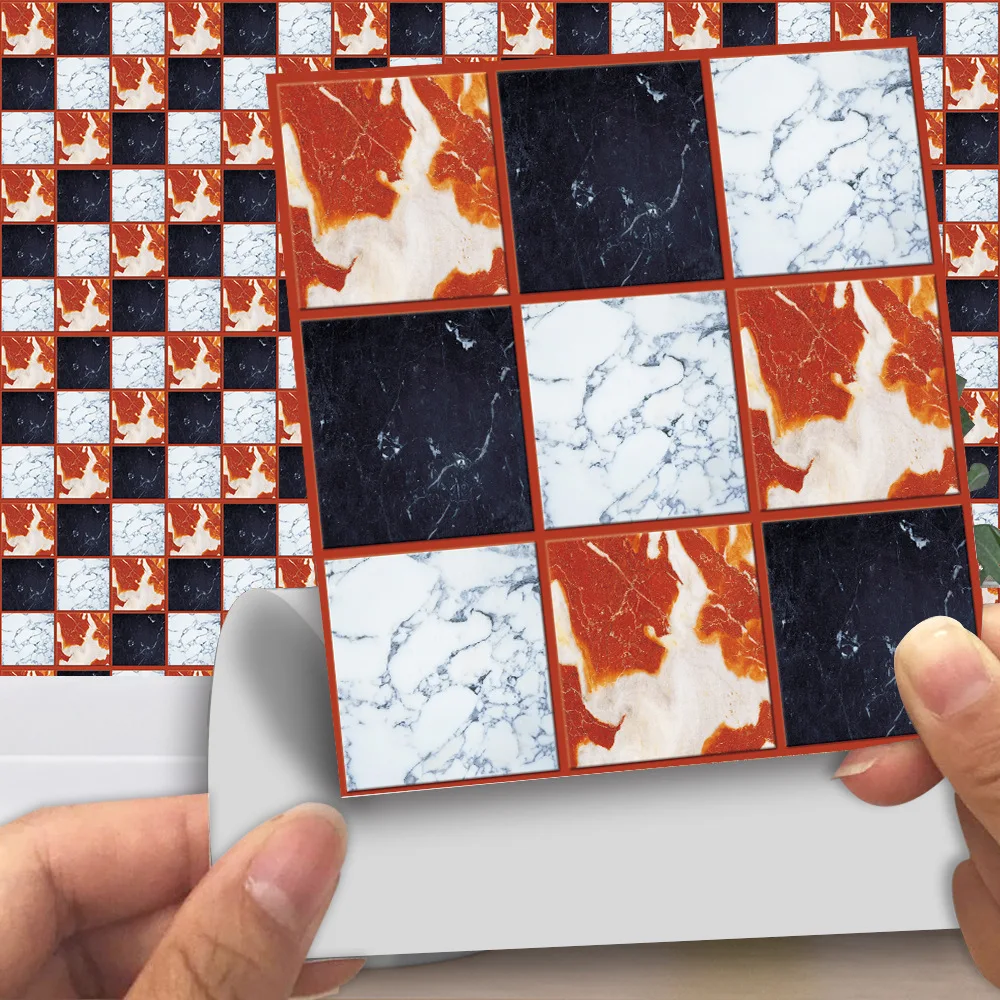 Классическая черно белая красная матовая мраморная плитка наклейка для ванной