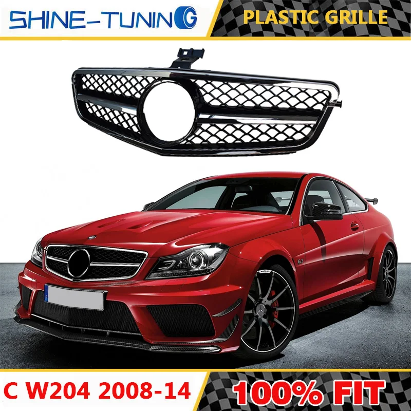 Передняя решетка подходит для mercedes C Class W204 C63 amg хромированная всех моделей c200 c180