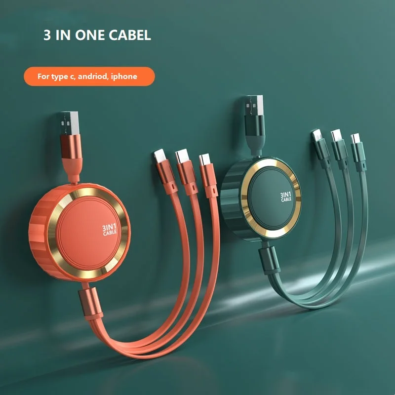 Зарядное устройство 3 в 1 Выдвижной Micro USB кабель для быстрой зарядки и передачи