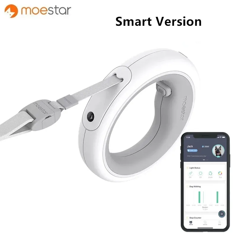 Xiaomi MOESTAR Bluetooth Retractable Pet Leash Dog Traction Rope With Smart Steps Counting  LED Night Light Smart Version