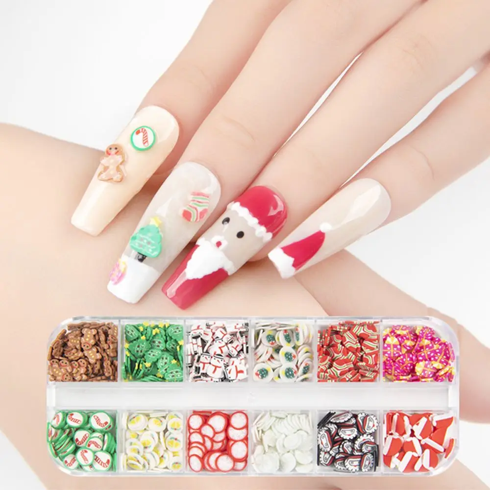 

Christmas Series Nail Stickers Decoration Cartoon Christmas Tree Snowflake Hat Candy Gingerbread Man Crystal Mud Filled Clay