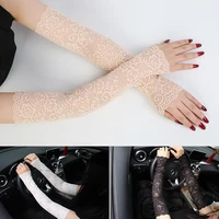 1 pairs summer ladies sunscreen gloves ice lace arm sleeves driving bicycles blocking uv arm sleeves long fake sleeves