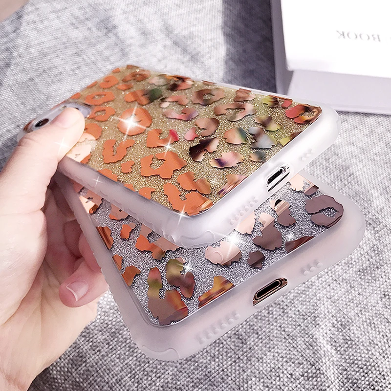 Блестящий зеркальный чехол для телефона с леопардовым принтом iPhone 11 Pro Max XR X XS 7 8 6