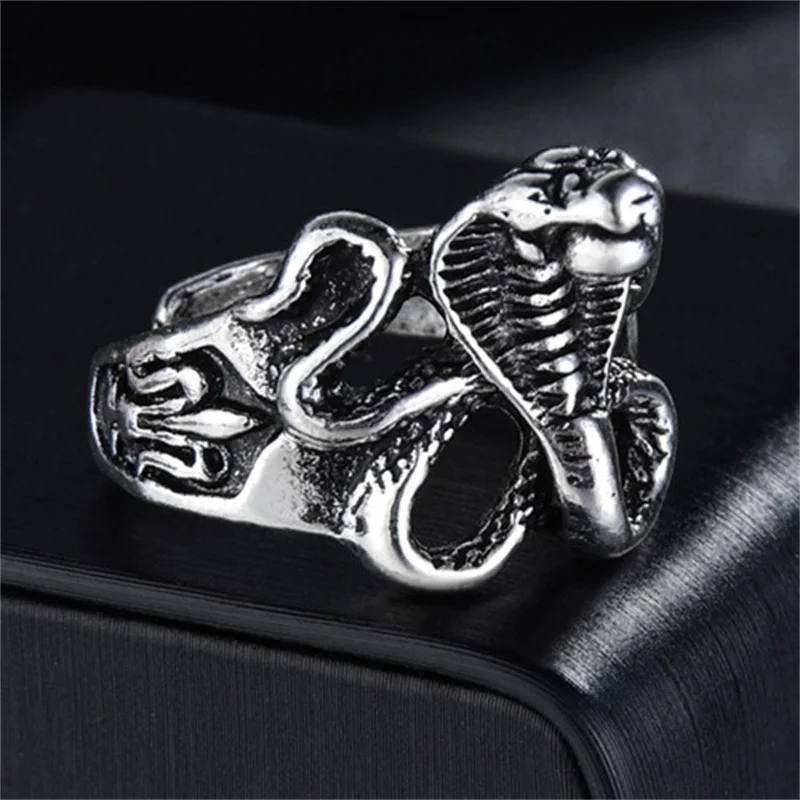 

Hyperbole Animal Style Snake Ring Silvery Personality Stereoscopic Retro Opening Adjustable size Ring Fashion Jewelry Gifts