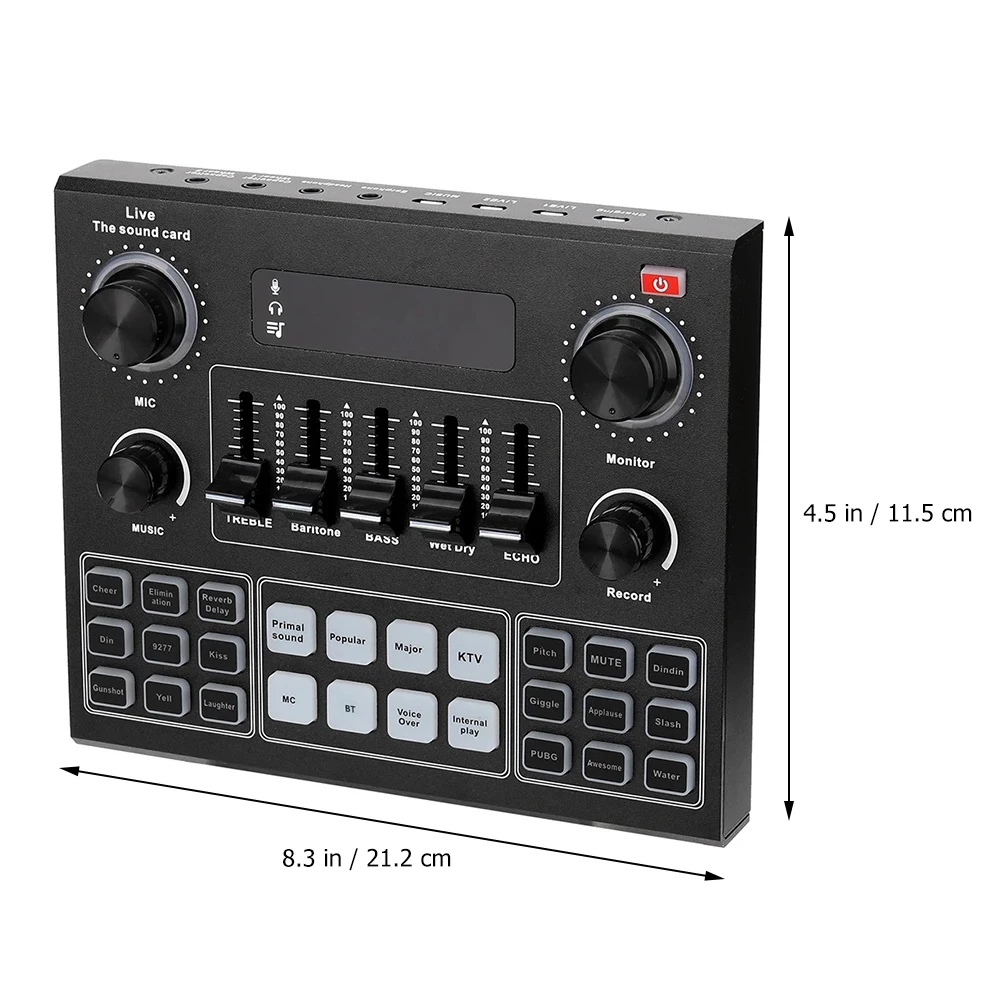 

V9 Live Sound Card External Voice Changer Portable Live Sound Audio Mixer Voice Changer for Phone Laptop for Live Recording