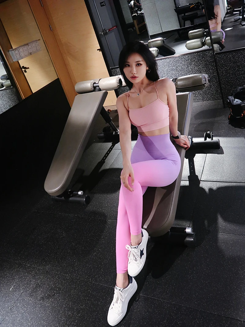 Seamless Yoga Pants Women Fitness Gradient Push Up Leggings Running Jogging Tummy Control Booty Sport Yoga Gym Training Leggings