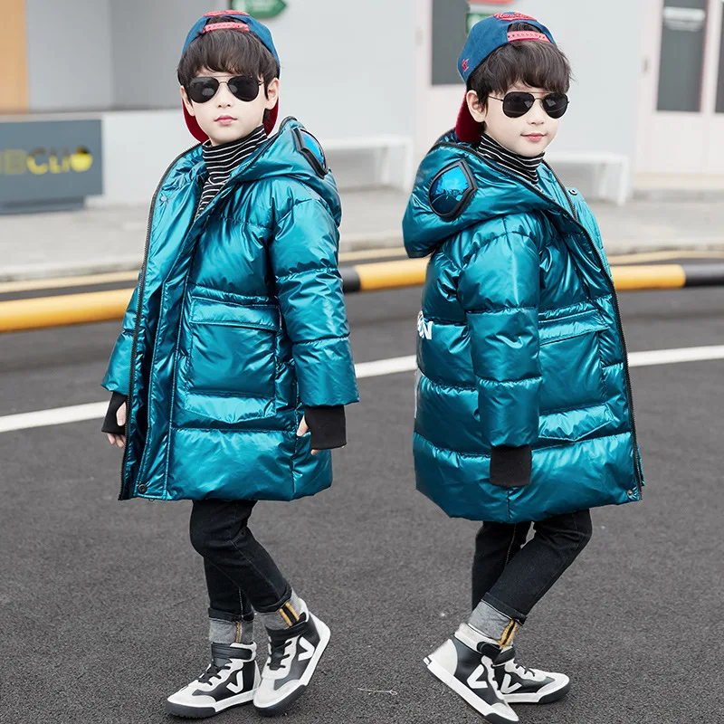 Christmas Costumes For boys Teen Children Clothing Long Silver Jacket Baby boy Clothes Coat Snowsuit Outerwear Parka Snow Wear