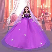 11 5 elegant purple sequin floral princess wedding dress for barbie doll clothes party gown 16 bjd dolls accessories kids toys