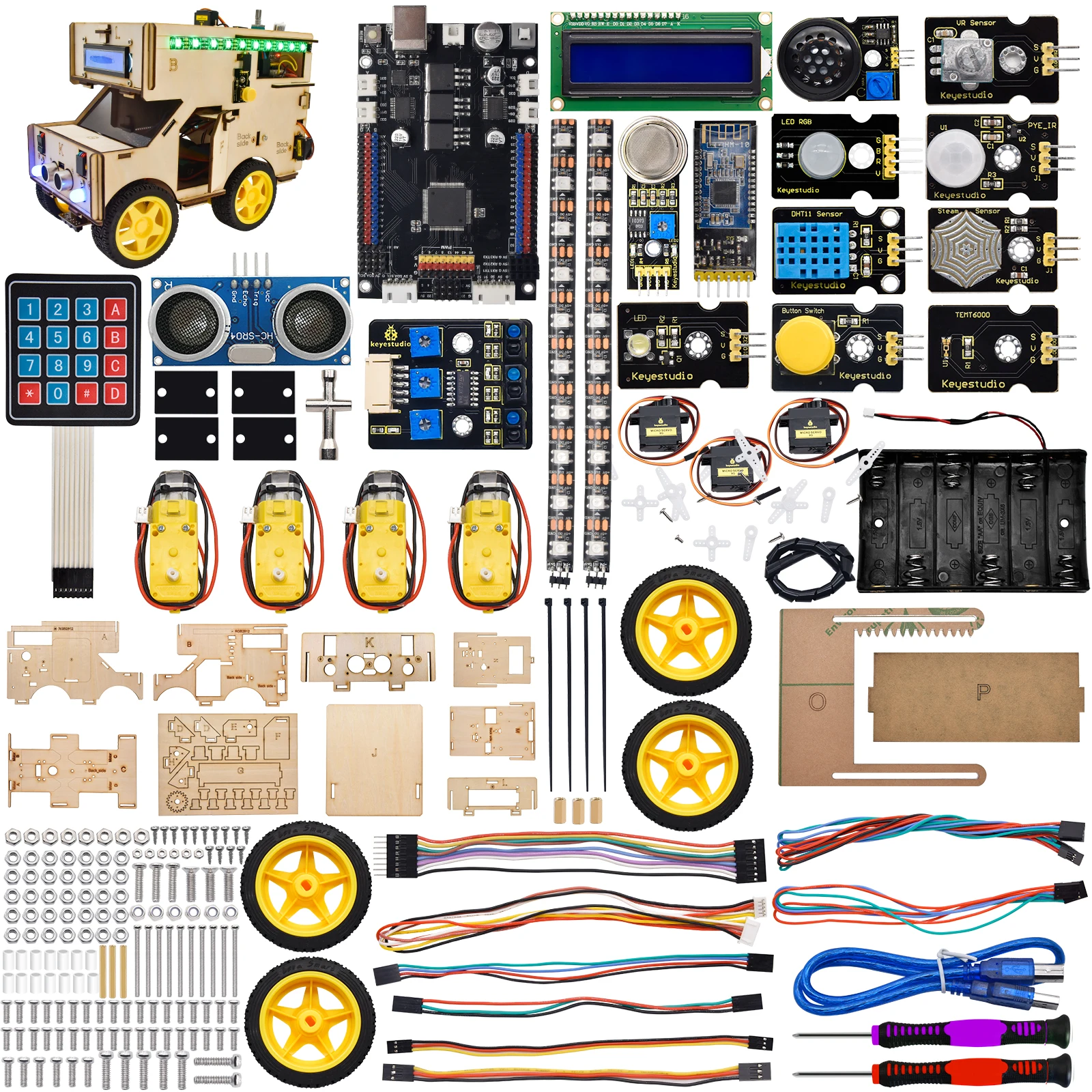 Keyestudio Smart RV Robot Starter Kit Motorhome House Car for Arduino STEM Programming Toys Kids Android/IOS | Электронные