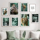 Джунгли Monstera Тигр Леопард орангутанг настенная живопись холст скандинавские плакаты и принты настенные картинки для декора гостиной