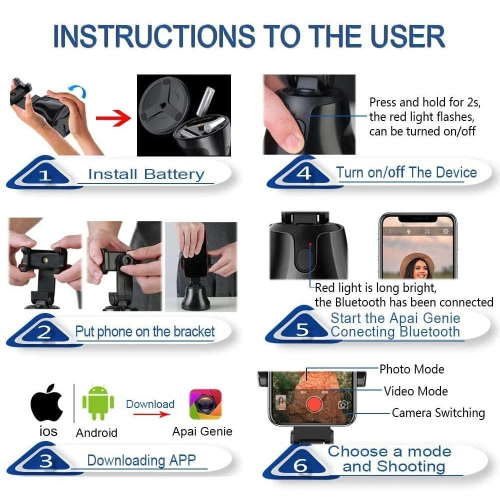 

Portable All-in-one Auto Smart Shooting Phone Holder 360 Rotation Auto Face Tracking Object Tracking vlog Camera Phone Holder