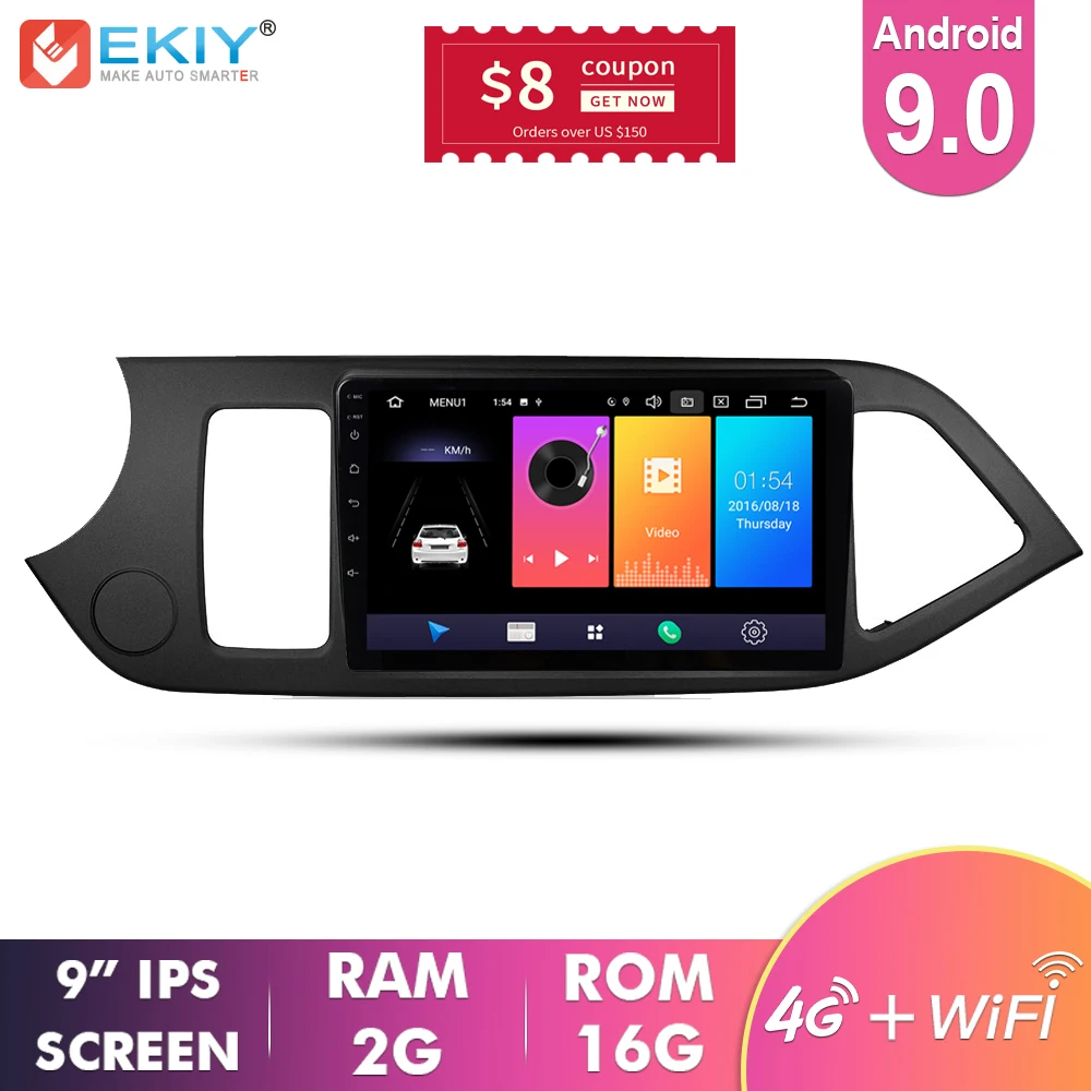 EKIY " ips Android 9,0 автомобильный радио мультимедиа для KIA PICANTO Morning 2011 2012 2013 gps навигация Navi плеер Авто Стерео