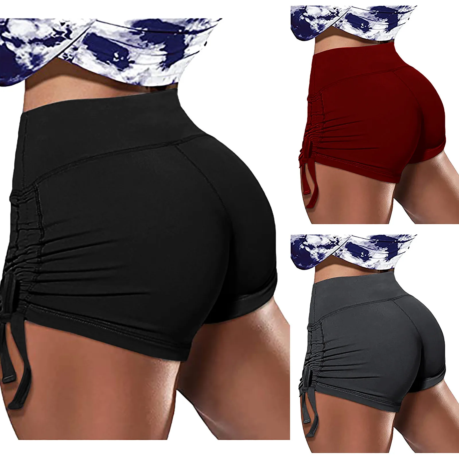 Женские спортивные шорты одежда для йоги женские пуш ап с высокой талией