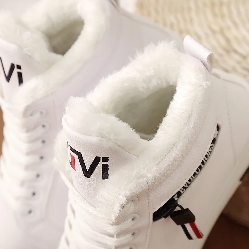 

White Women Ankle Boots Warm Winter Boots Woman Shoes Sneakers flats Lace Up Ladies Shoes Women Short Snow Boots Women Shoes