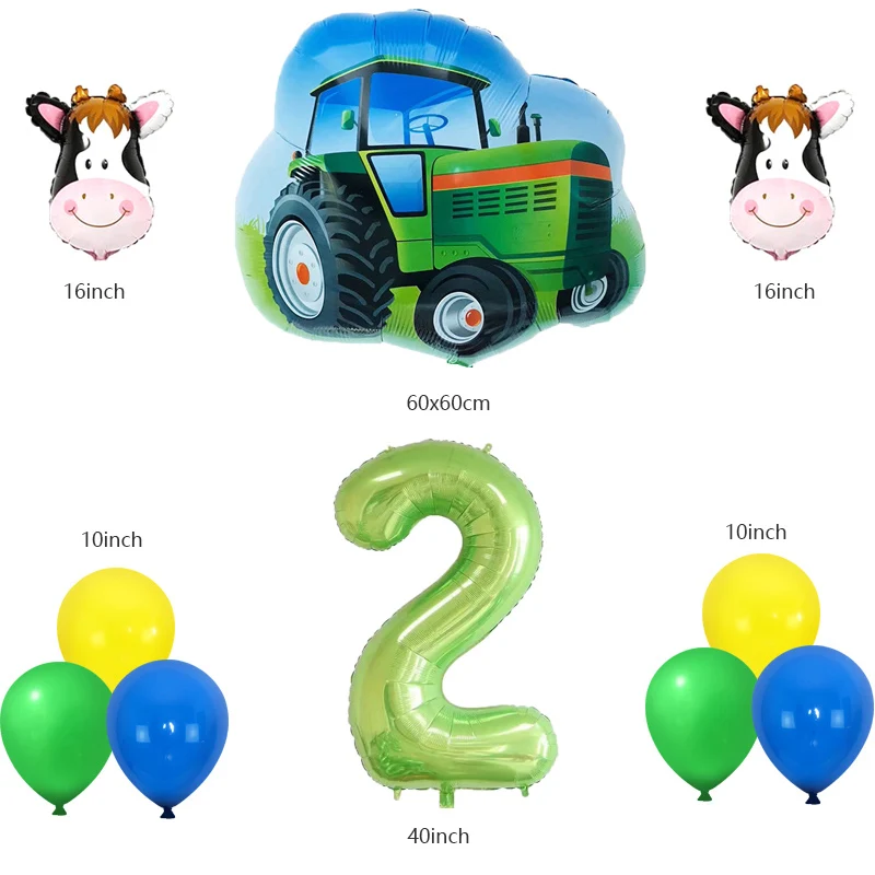 

10pcs Farm Tractor Helium Balloons 32 inch Number Foil Balloon Baby Shower Farm Theme Birthday Party Decorations Kids Air Globos
