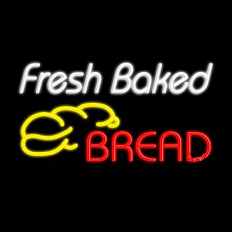 Свежий запеченный хлеб неоновая вывеска ручной работы настоящий стеклянный