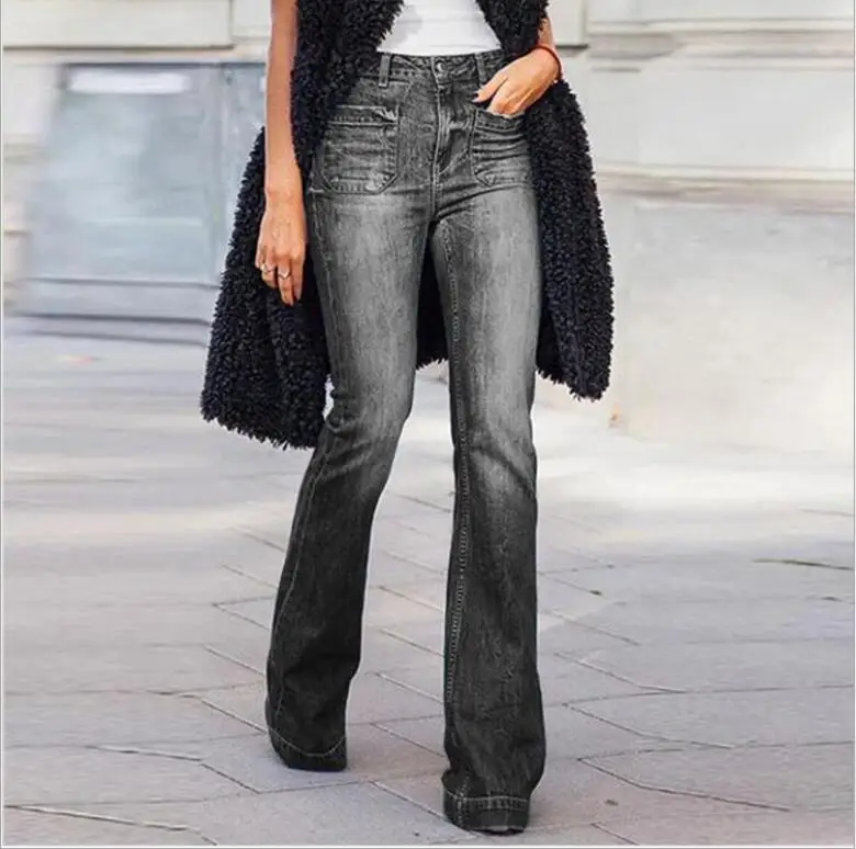 

Женские джинсы с завышенной талией, Облегающие расклешенные брюки из денима с широкими штанинами, джоггеры с колокольчиками, лето 2020