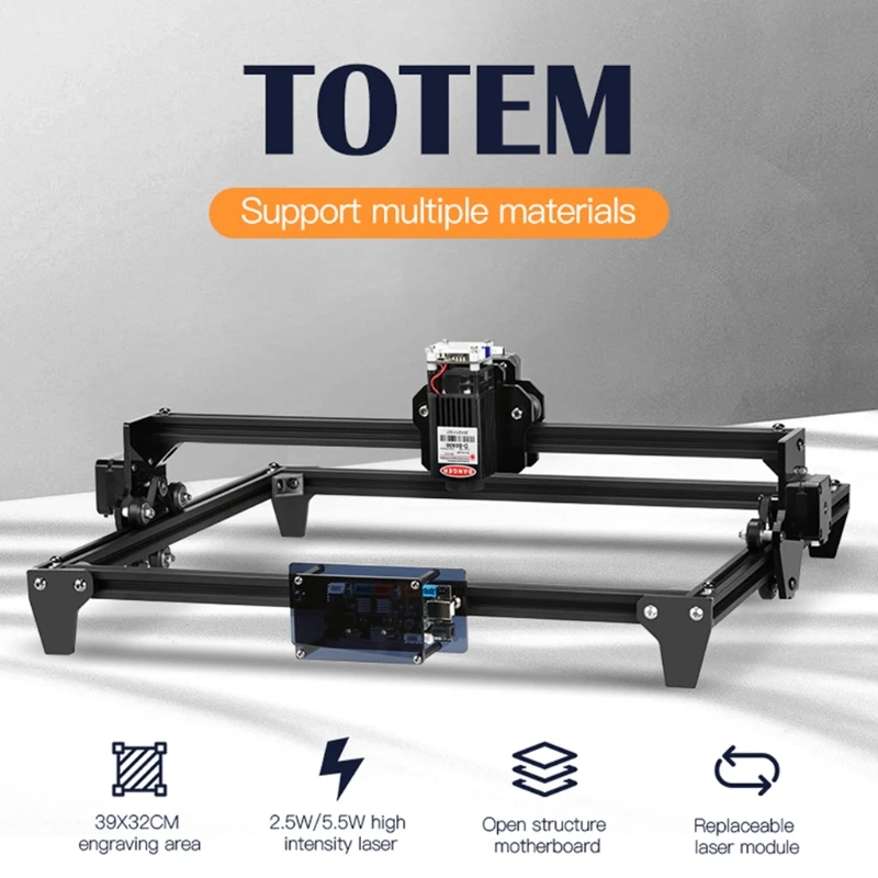 

Настольный лазерный гравер Twotrees Totem с фиксированным объективом 2500 м/Вт 5500 м/Вт 39x32 см, лазерный гравировальный станок, резак для дерева