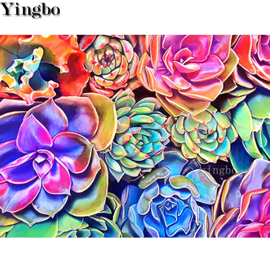 Алмазная вышивка суккулент цветок 5d Сделай Сам полная дрель круглый квадратный