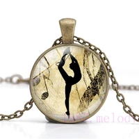 new ballet girl creative photo cabochon glass chain necklacecharm women pendants fashion jewelry gift a60