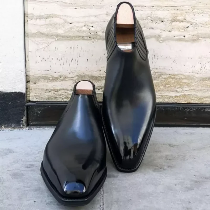 

Men's Spring Plus Velvet Chelsea Boots High-top Leather Shoes England All-match Pointed Toe Mid-top Short Men's Boots YX266