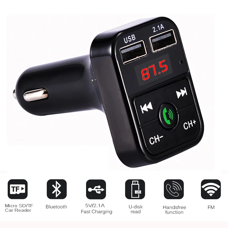 Двойной USB Автомобильное зарядное устройство для телефона Bluetooth 5,0 fm-передатчик громкой связи fm-модулятор 3.1A быстрое зарядное устройство автомобильные аксессуары mp3-плеер