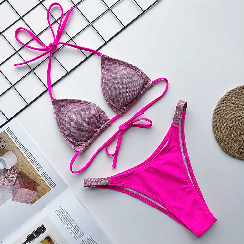 Женский комплект бикини в стиле пэчворк купальник из двух предметов бюстгальтер