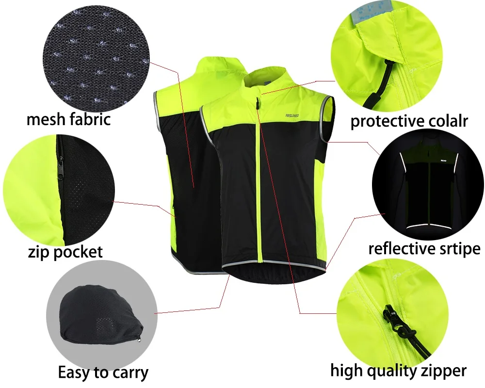 Мужской ветрозащитный жилет ARSUXEO водонепроницаемая велосипедная майка из Джерси