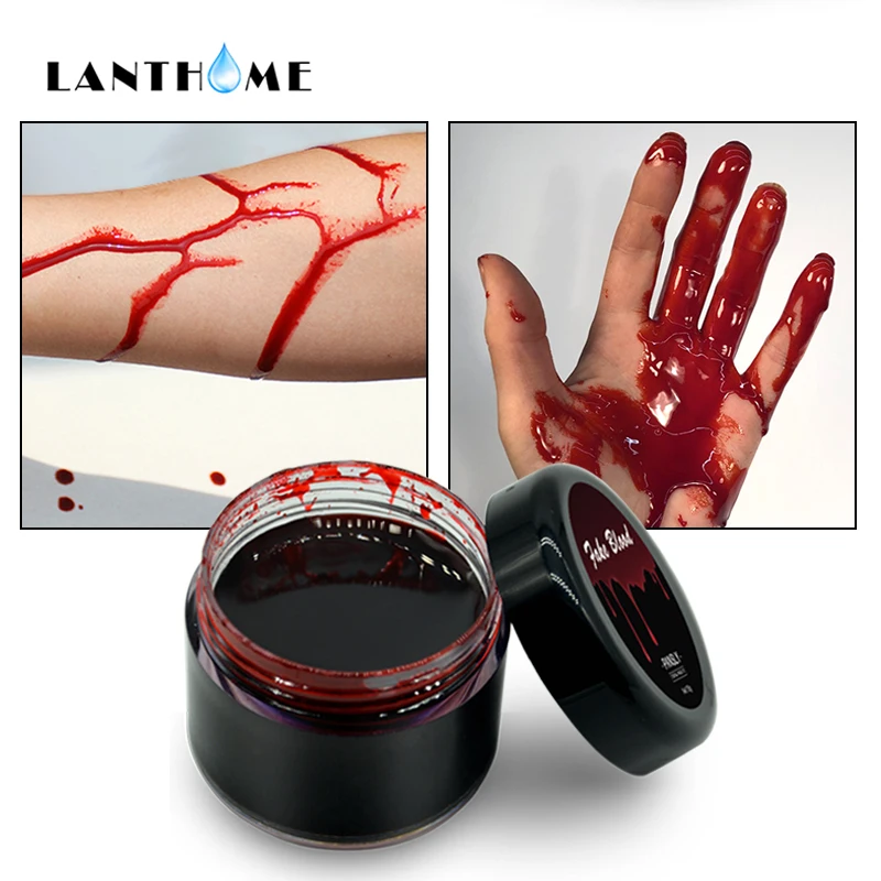 

LANTHOME Хэллоуин, поддельные гелевые раны, шрамы, ушибы, искусственная кровь, макияж, краска для тела и лица, Имитация человеческого вампира, ко...