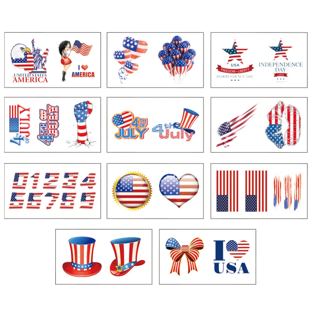 

20pcs Fourth of July Decorations Temporary Tattoos American Flag Party Supplies for Memorial Day, Independence Day