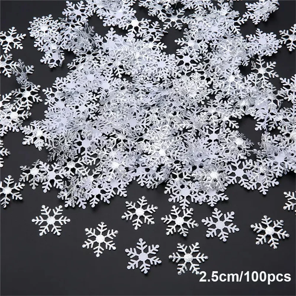 

100Pcs Silk Artificial Flowers Christmas Snowflake Home Party Christmas Decoration New Year Living room Window Decor Accessories