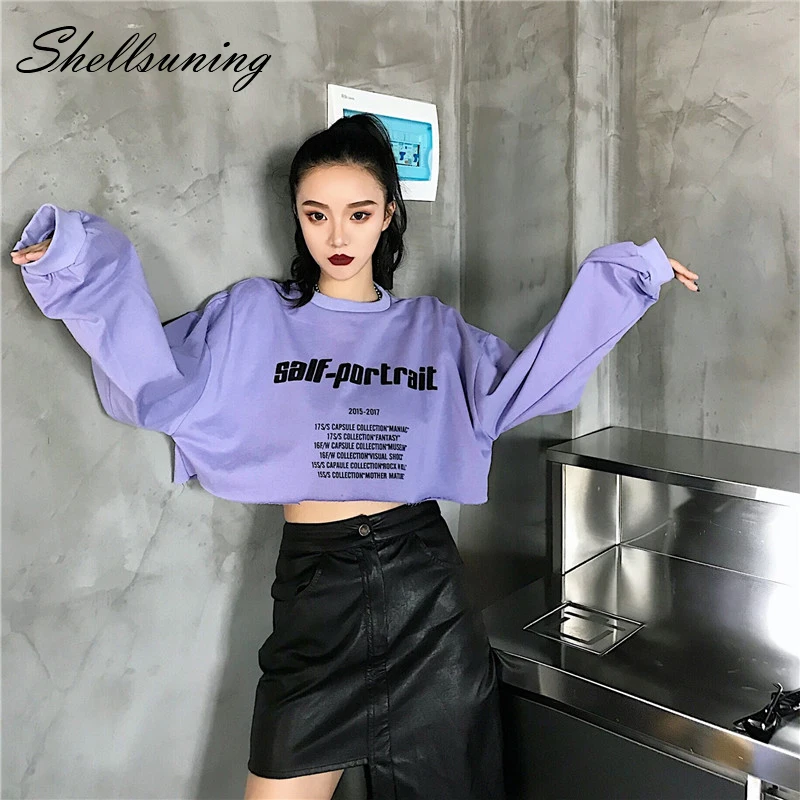 Shellsuning/женская футболка в стиле хип хоп укороченный топ большого размера на весну