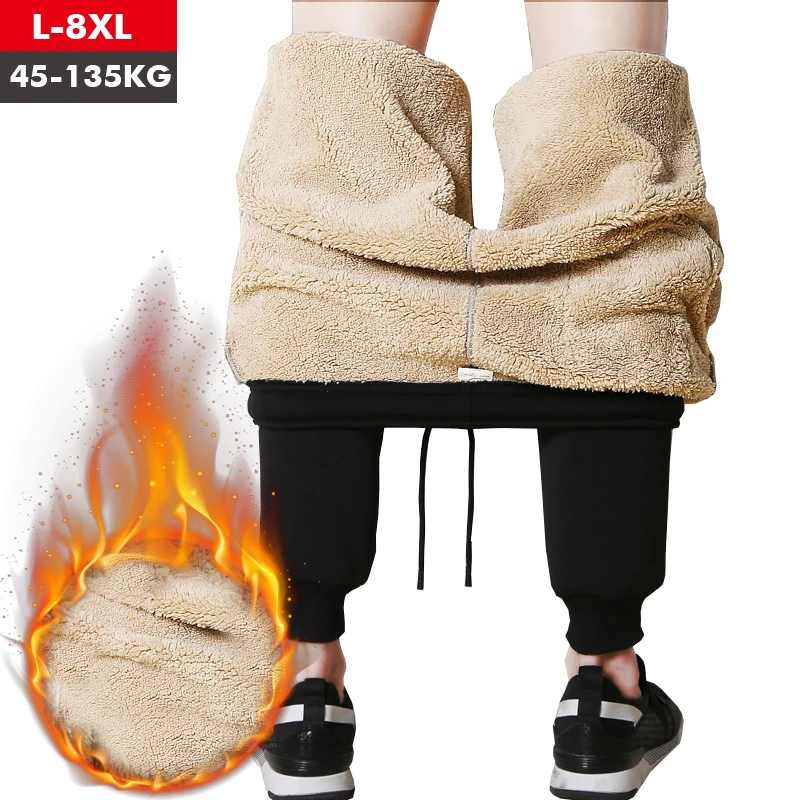 

Men's Winter Pants Classic brand sweatpants super Warm Thick Pants cashmere Trousers For Men fleece Male long outdoors Pants men