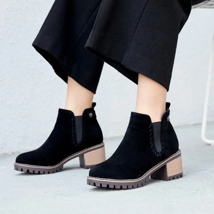 Ботинки Челси женские короткие плюшевые ботильоны Botines Mujer коллекция 2019 года