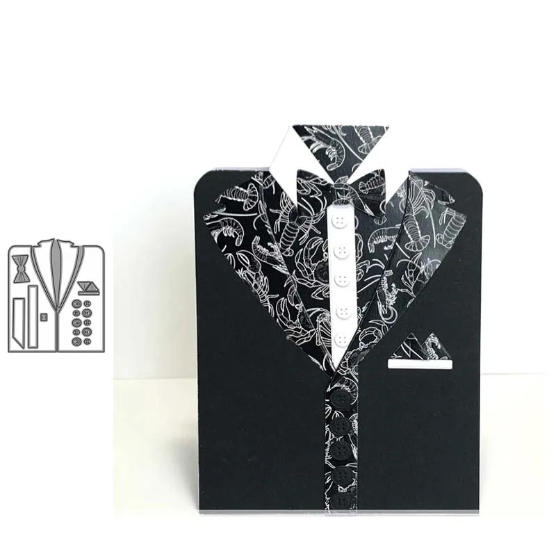

JC Suit Shirt Buttons Necktie Metal Cutting Dies for Scrapbooking Frame DIY Template Make Stencil Craft Folder Model Album Decor