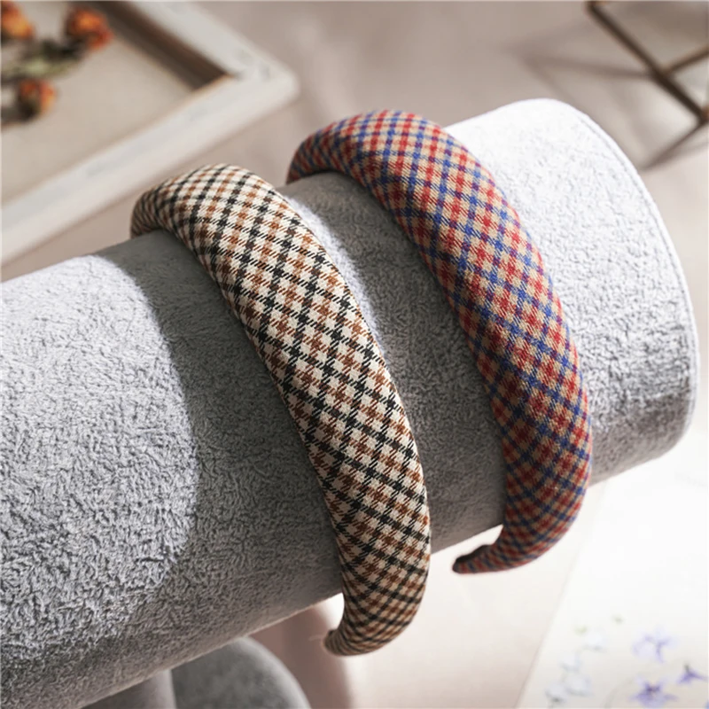 

Colorful Plaid Check Lightly Padded Headband Fall Women Hairband Gingham Head Bezel Hair Hoop Bands Fashion Hair Accessories