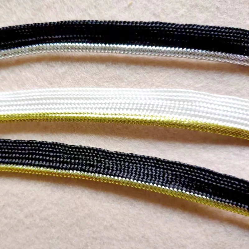 Шнур с косым скотчем 10 мм для искусственных краев шитье серебра золотые