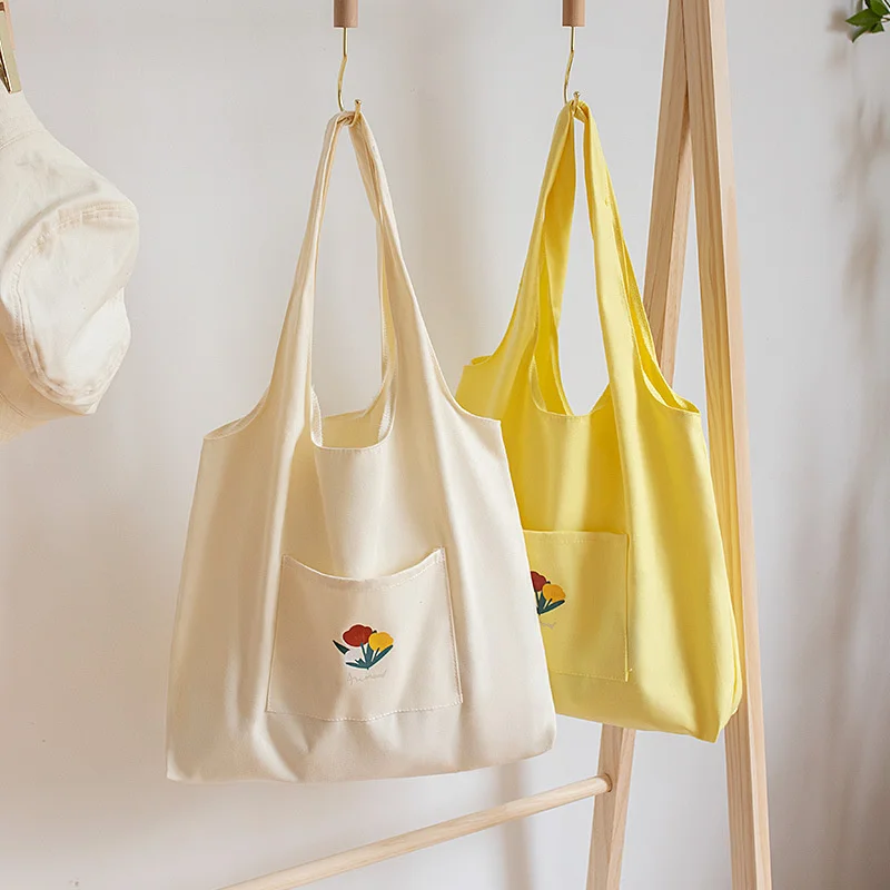 

Korean Women Large Capacity Tote Shopping Bag Ladies New Literary Cartoon Canvas Shoulder Bags Female Cotton Eco Shopper Handbag