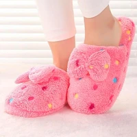 winter warm women indoor slippers cotton fabric slippers couples leisure bowknot wooden floor slippers