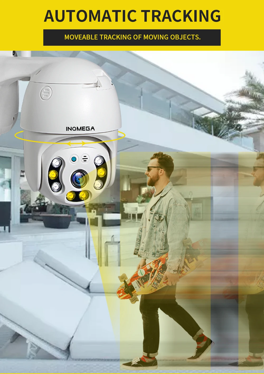 INQMEGA Cloud 1080P наружная камера наблюдения с датчиком PTZ IP камера wifi скорость купольная камера с функцией автоматического слежения 4X цифровой зум 2MP ИК ONVIF CCTV камера безопасности