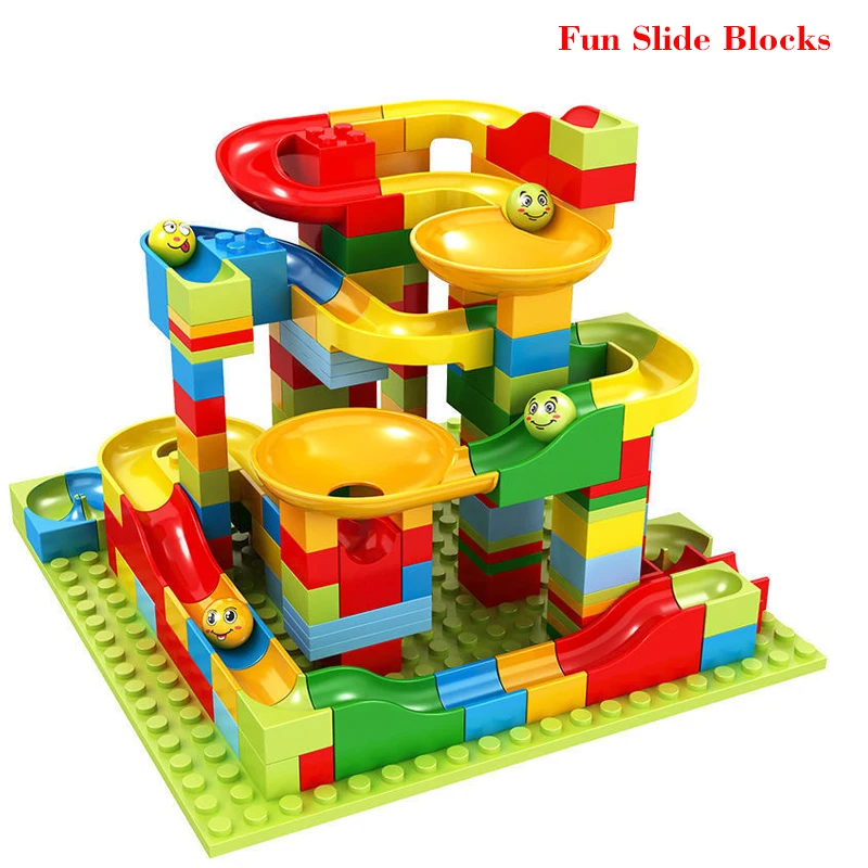 Bloques de construcción de carreras para niños, juguetes de bloques de construcción, divertido embudo deslizante, rollo de bolas, regalo, 168-336 Uds.
