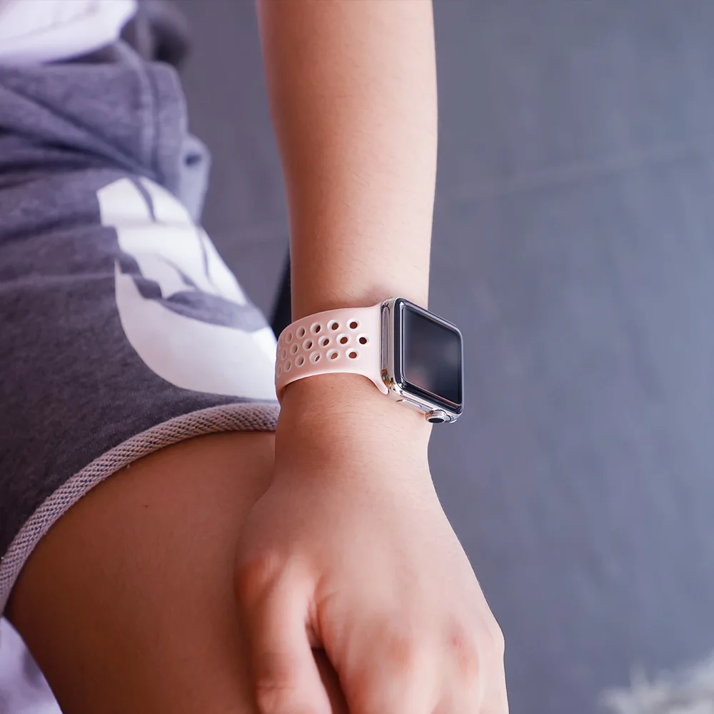 Спортивный ремешок для apple watch band 4 5 42 мм/38 мм iwatch band 44 мм/40 мм ремешок силиконовый браслет дышащий ремешок для часов серии 5 4 3 2