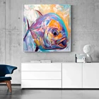 Картина маслом на холсте с изображением морских рыб